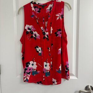 NWOT 41 Hawthorn XL Sleeveless Blouse Red w/White, Pink & Black Flowers